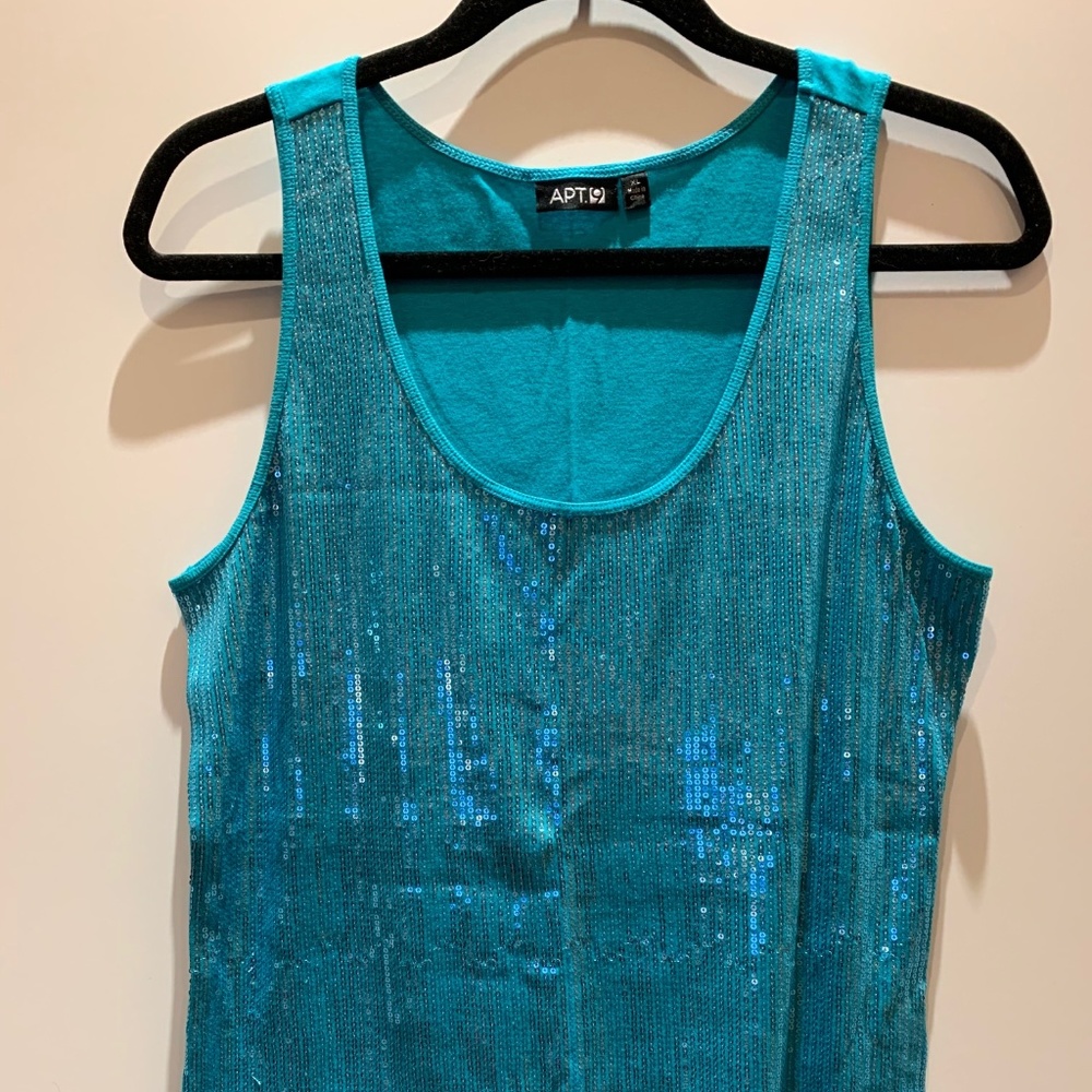 Apt9 Sequin Tank/Tee - Teal (A-03)
